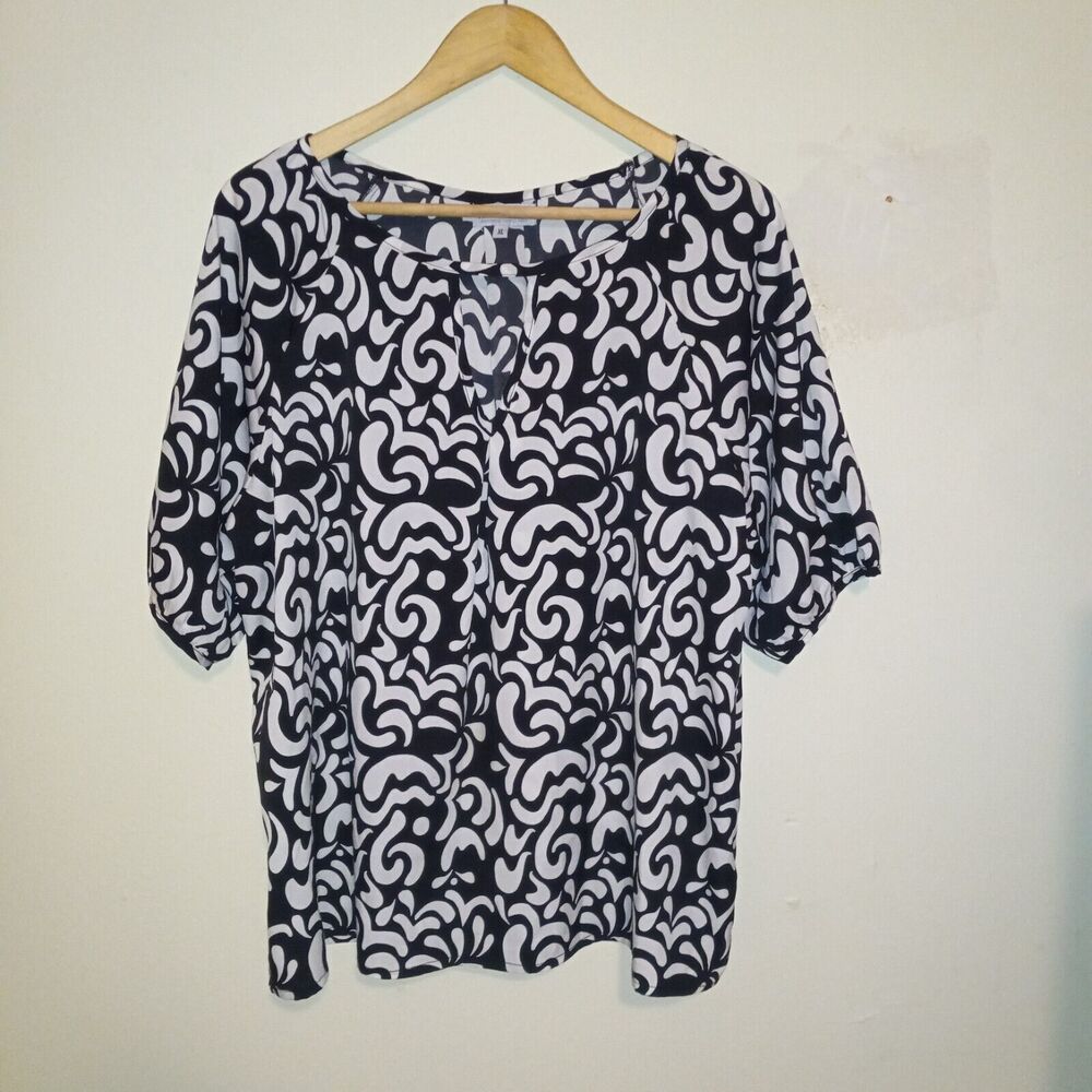 Buckhead Betties X-Large Abstract Print Blouse-Keyhole Detail-Lightweight-Batik